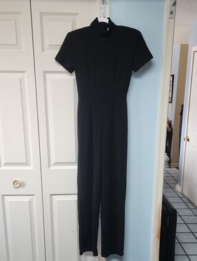 Scarlett Black Short-Sleeve Mock Neck Jumpsuit